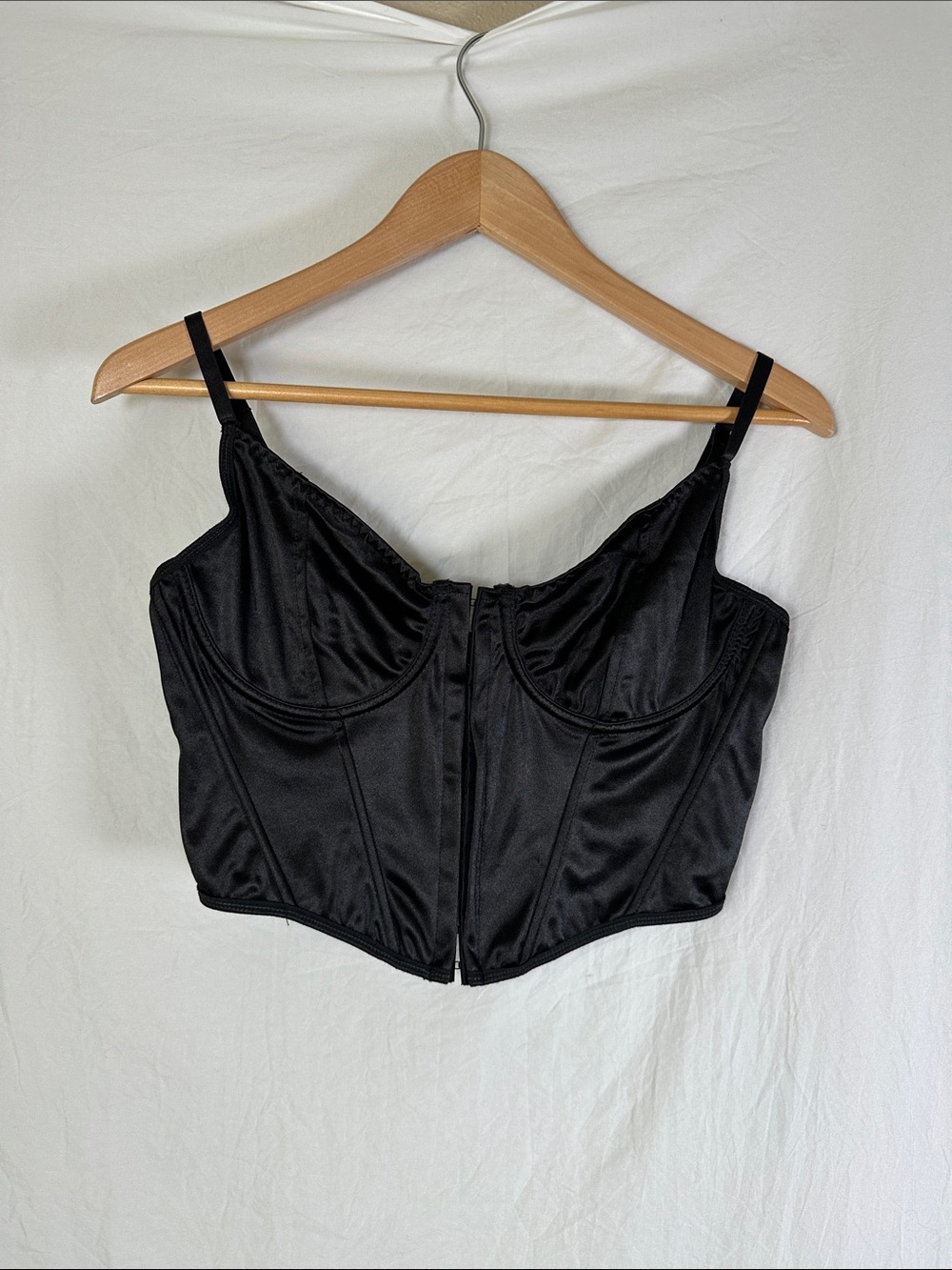 Black Satin Corset with Underwire Bustier